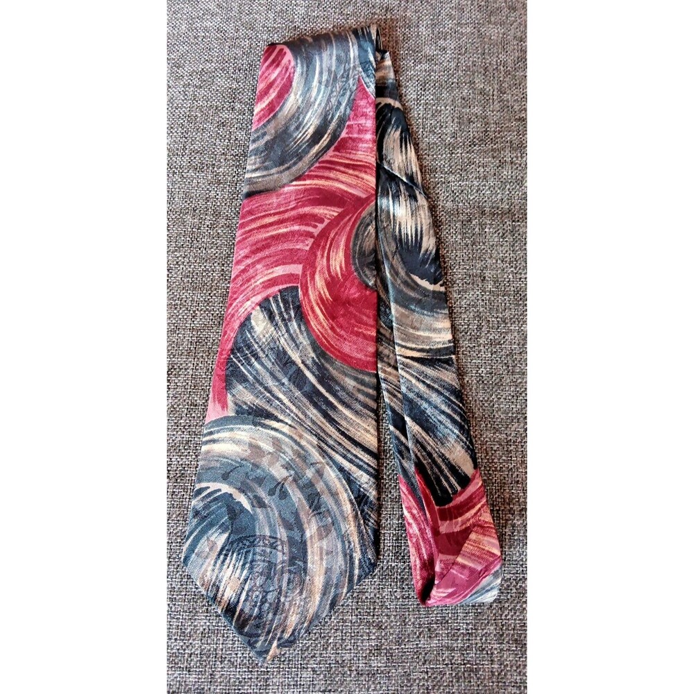 Italianissimo Tie 70s 80s 90s Y2K Mens Red Black Toupe Beige 3.75 Wide 56 Long